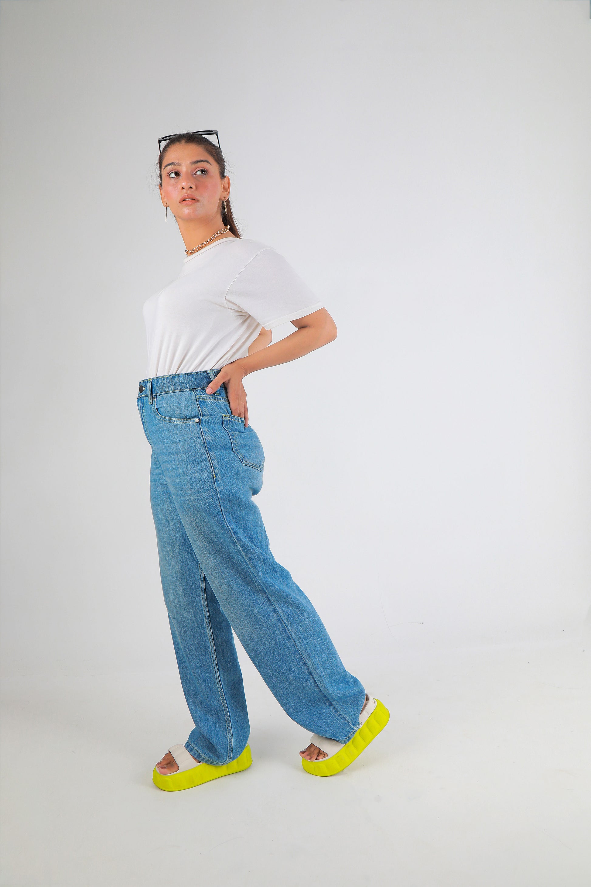Women's Premium Wide Leg Fit Denim Mid Wash