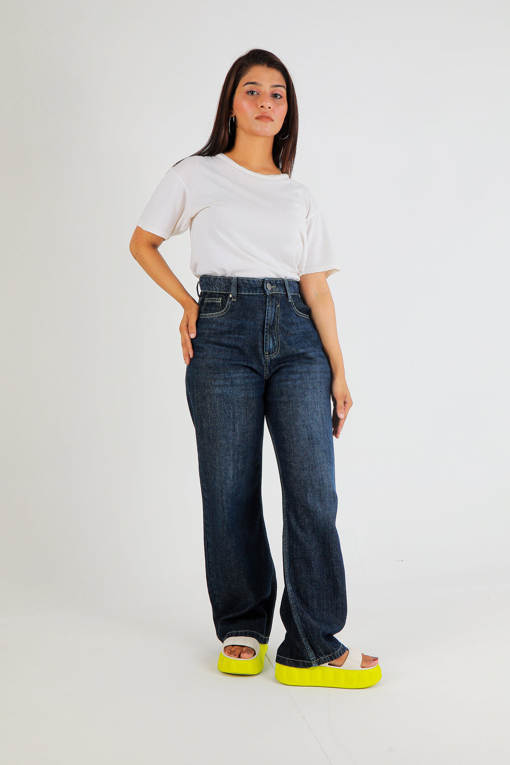 Women's Premium Wide Leg Fit Denim Dark Wash